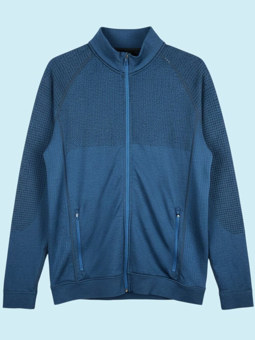 Lululemon Engineered Warmth Jacket Men's Large Blue Full Zip Merino Wool Blend